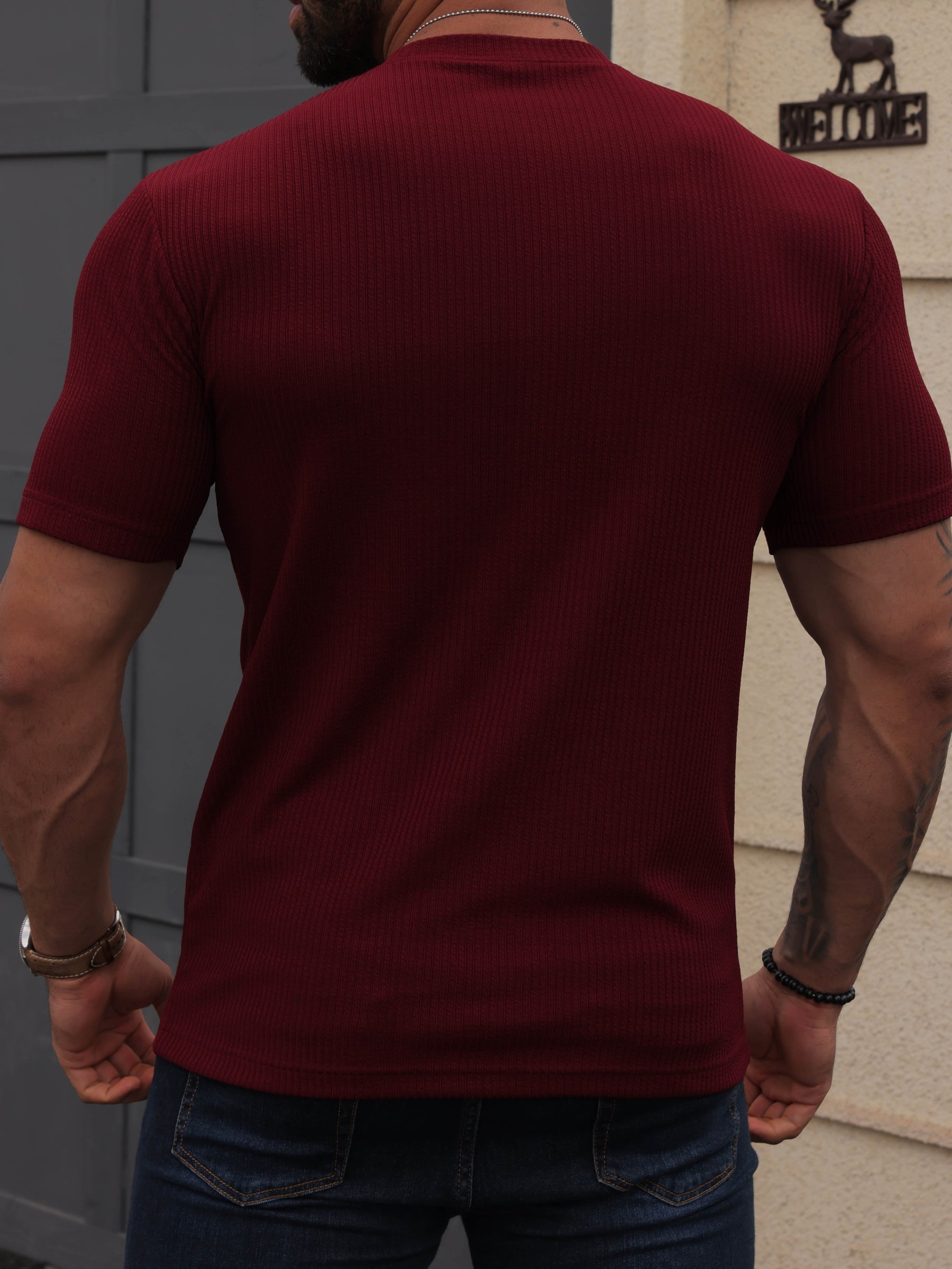 Camiseta * Listrada Sólida Masculina, Confortável De Manga Curta E Gola Redonda, Roupa Masculina Para O Verão Ao Ar Livre