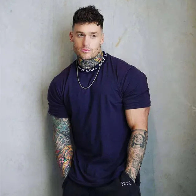 Camiseta * 2022 dos homens do ginásio camiseta de algodão de manga curta casual magro t camisa masculina de fitness musculação treino t topos roupas de verão