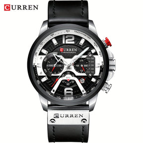 Relógio de pulso masculino CURREN Chronograph, estilo casual esportivo, com calendário analógico e pulseira de couro sintético