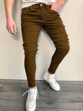 Calças jeans skinny casuais masculinas, calças jeans clássicas e versáteis para todas as estações