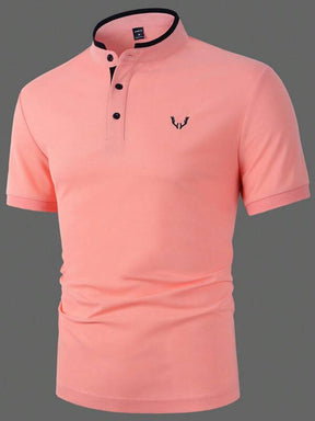 Manfinity Homme Homens Bordado De Chifre Acabamento De Contraste Camiseta Polo