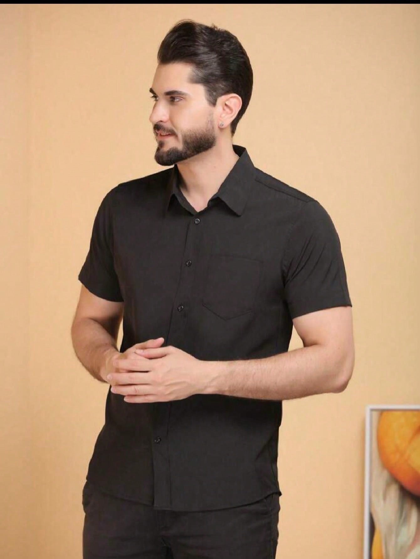 CAMISA SOCIAL COM ELASTANO SILM FIT MASCULINO COM BOLSO