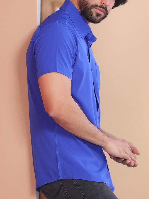 CAMISA SOCIAL COM ELASTANO SILM FIT MASCULINO COM BOLSO