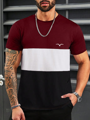 Manfinity Homme Camiseta Masculina Com Gola Redonda E Manga Curta Em Bloco Colorido