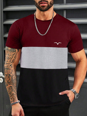 Manfinity Homme Camiseta Masculina Com Gola Redonda E Manga Curta Em Bloco Colorido