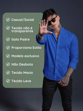 Camisa * social masculina manga longa gola padre - look para inverno