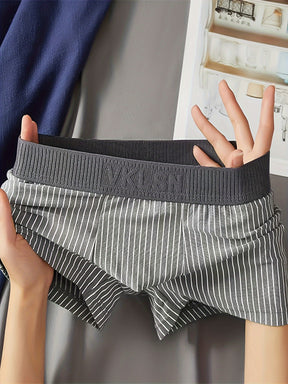 4 peças de roupa íntima masculina na moda, shorts boxer listrados casuais, cuecas boxer confortáveis e elásticas de alta respirabilidade