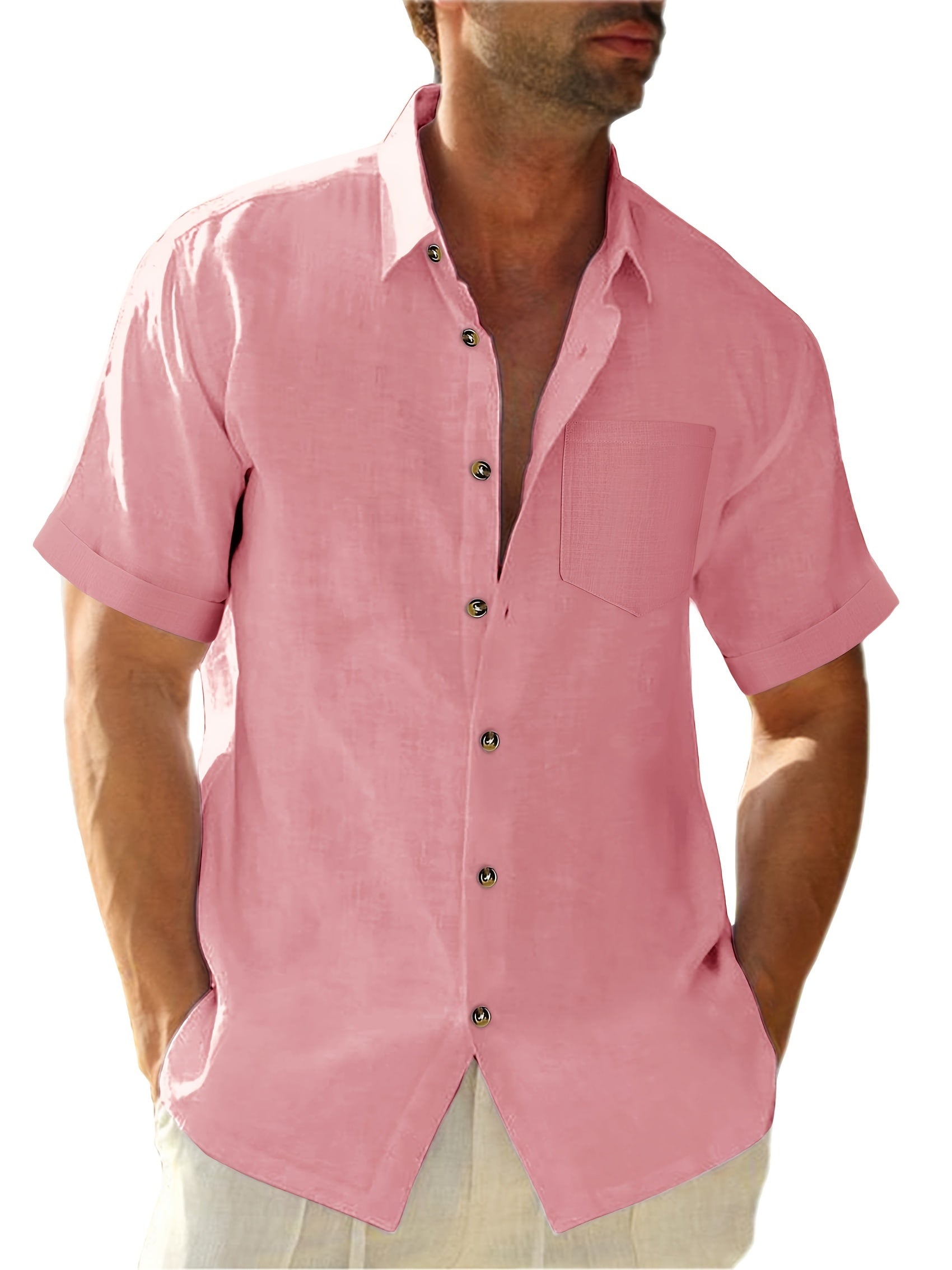 Camisa * masculina de tamanho grande, sólida, moda casual de manga curta para o verão, estilo descolado