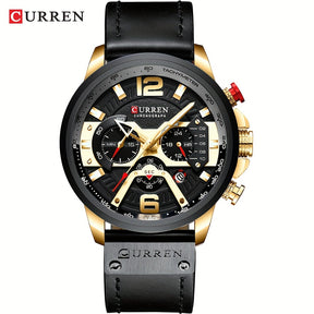 Relógio de pulso masculino CURREN Chronograph, estilo casual esportivo, com calendário analógico e pulseira de couro sintético