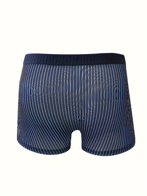 Conjunto de 5 cuecas masculinas, cuecas boxer listradas casuais, cuecas boxer confortáveis e elásticas