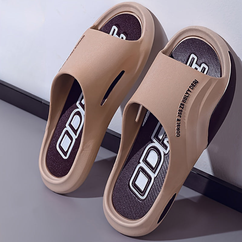 Sandálias de Moda Masculinas Slip-On - Chinelos de PVC Versáteis com Ponta Aberta para Todas as Estações, Antiderrapantes e Confortáveis