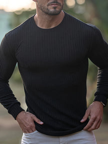 Camiseta * masculina de manga longa, leve e respirável, com gola redonda e elástica para primavera e outono, para corrida e treinamento