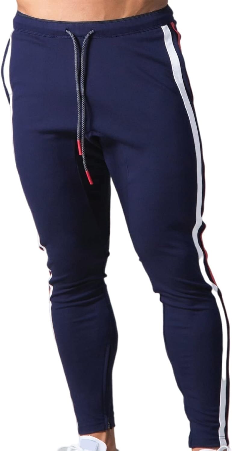 Pantalones de correr para hombre, pantalones deportivos a rayas, pantalones casuales para ejercicio, pantalones de fitness con bolsillos