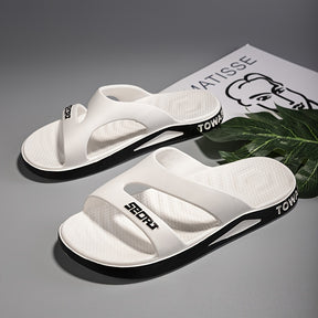 Chinelo Masculino de Cor Sólida com Ponta Aberta, Confortável e Respirável, Solado Macio e Durável, Ideal para Atividades ao Ar Livre