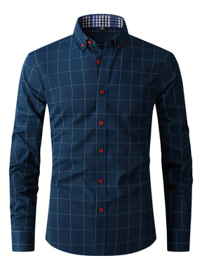 Camisa * xadrez formal masculina, roupas masculinas para ocasiões de negócios na primavera e outono, tops masculinos para festival de cerveja