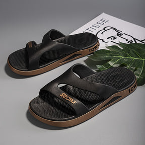 Chinelo Masculino de Cor Sólida com Ponta Aberta, Confortável e Respirável, Solado Macio e Durável, Ideal para Atividades ao Ar Livre