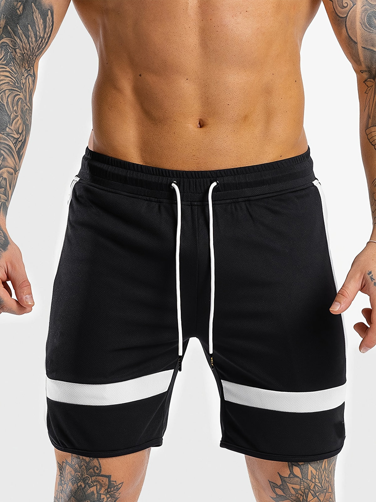 Shorts * Para Homens Com Bolso de Zíper, Shorts Confortáveis E Respiráveis Com Cordão.