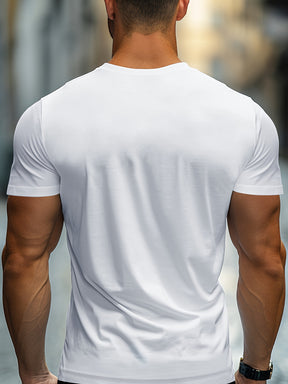 Padrão Criativo e Estiloso de Paris, Camiseta Masculina de Manga Curta com Gola Redonda, Estilo Simples, Camiseta de Corte Regular, Top Casual e Confortável para Primavera, Verão, Férias e Lazer, Roupas Masculinas como Presente