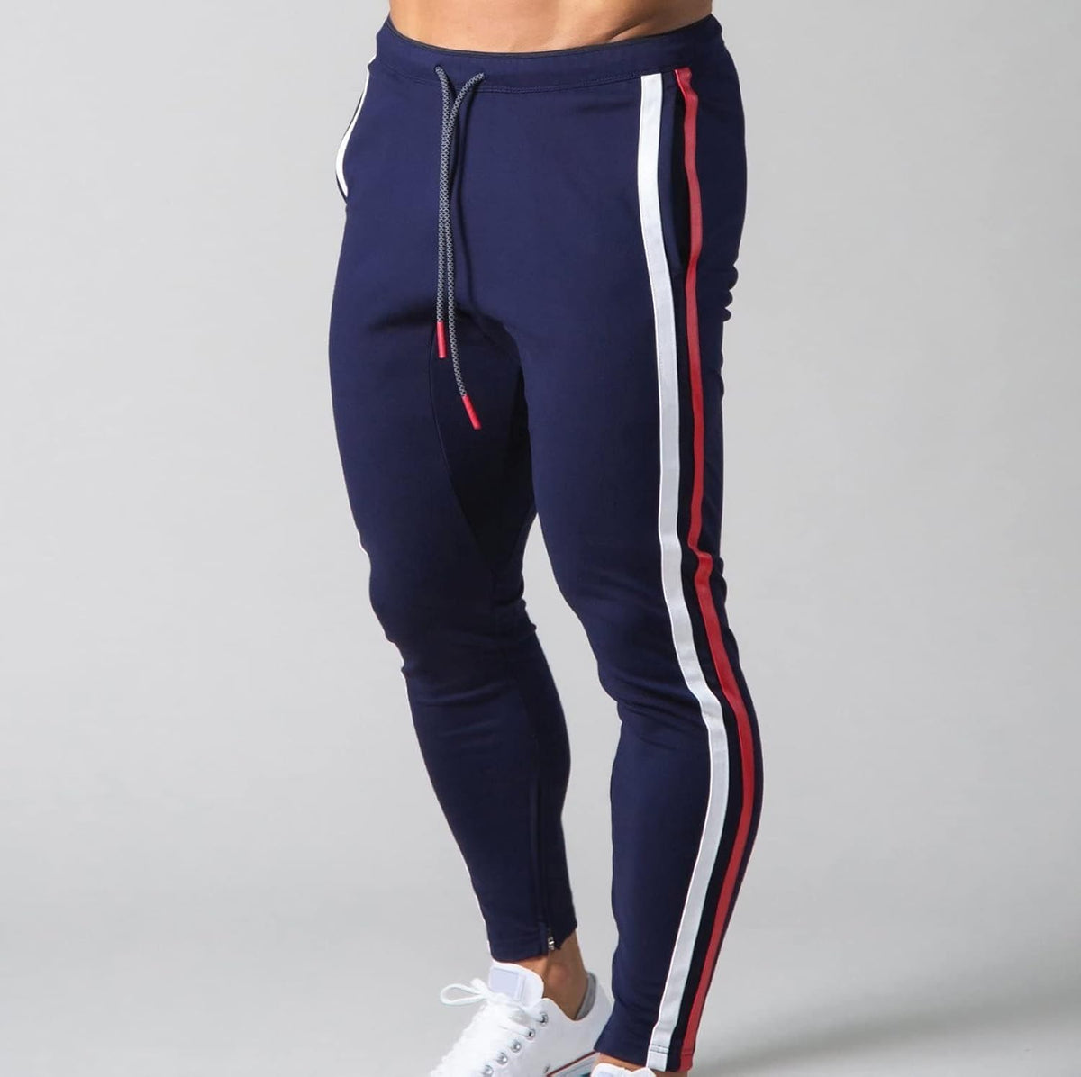 Pantalones de correr para hombre, pantalones deportivos a rayas, pantalones casuales para ejercicio, pantalones de fitness con bolsillos