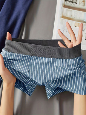 4 peças de roupa íntima masculina na moda, shorts boxer listrados casuais, cuecas boxer confortáveis e elásticas de alta respirabilidade