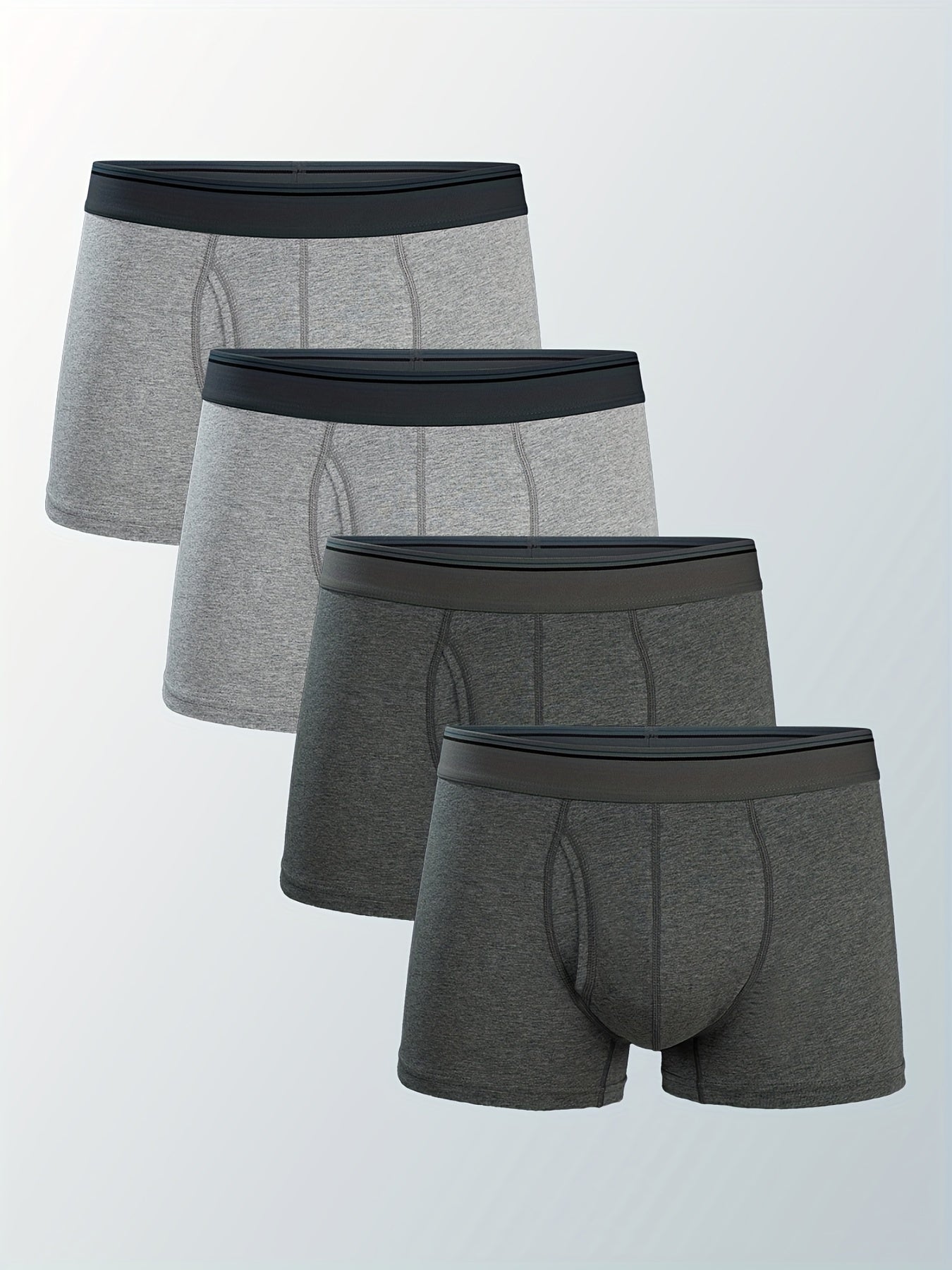 4 peças de cuecas boxer confortáveis e respiráveis para homens, com elástico na parte frontal e ajuste clássico, proporcionando conforto e comodidade.