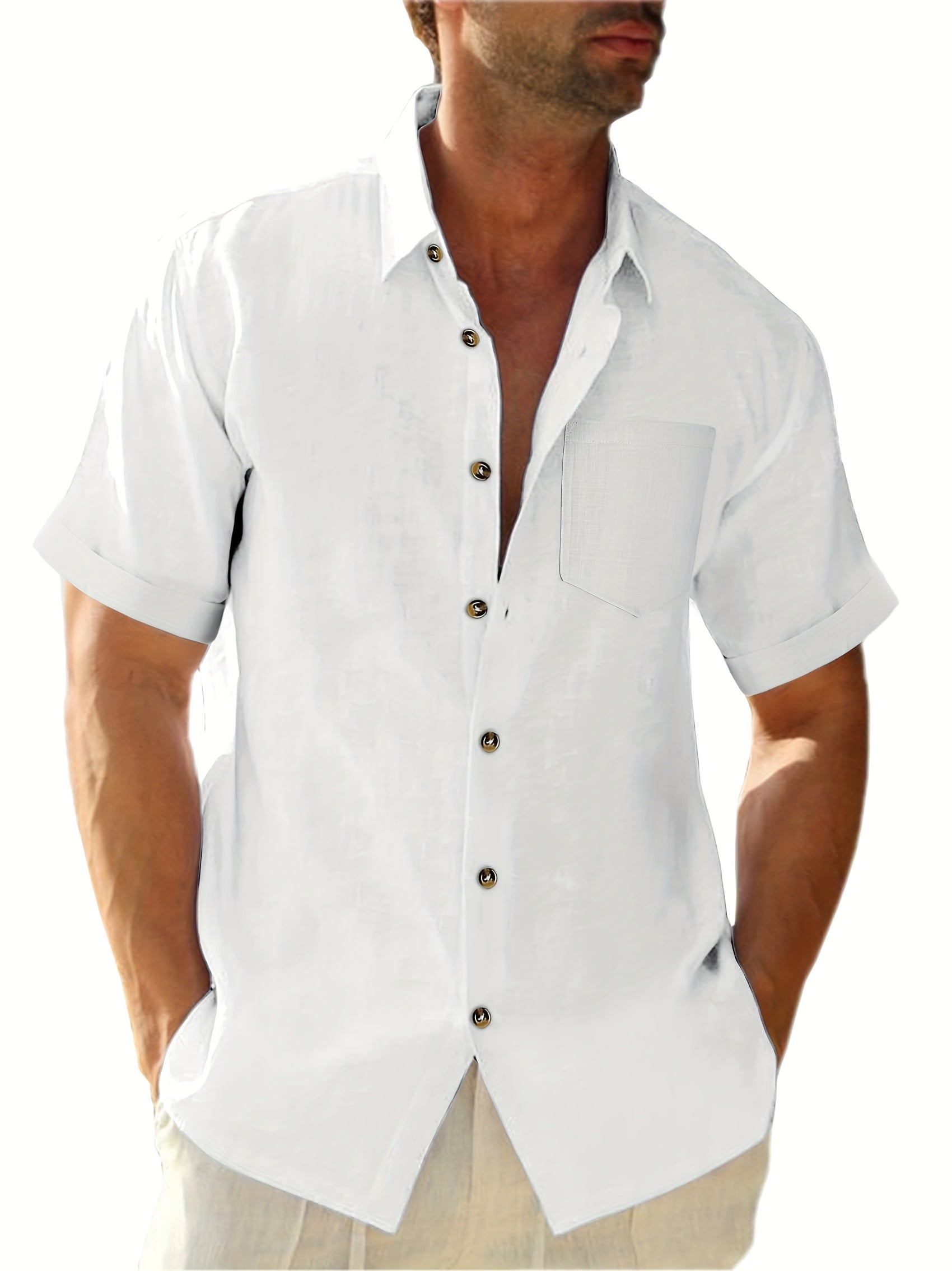 Camisa * masculina de tamanho grande, sólida, moda casual de manga curta para o verão, estilo descolado