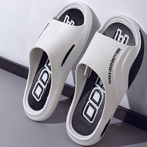 Sandálias de Moda Masculinas Slip-On - Chinelos de PVC Versáteis com Ponta Aberta para Todas as Estações, Antiderrapantes e Confortáveis