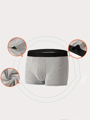 Conjunto de 4 cuecas boxer de algodão para homens, cores sólidas, confortáveis e respiráveis, shorts esportivos elásticos, roupas íntimas casuais e duráveis perfeitas para esportes e uso doméstico