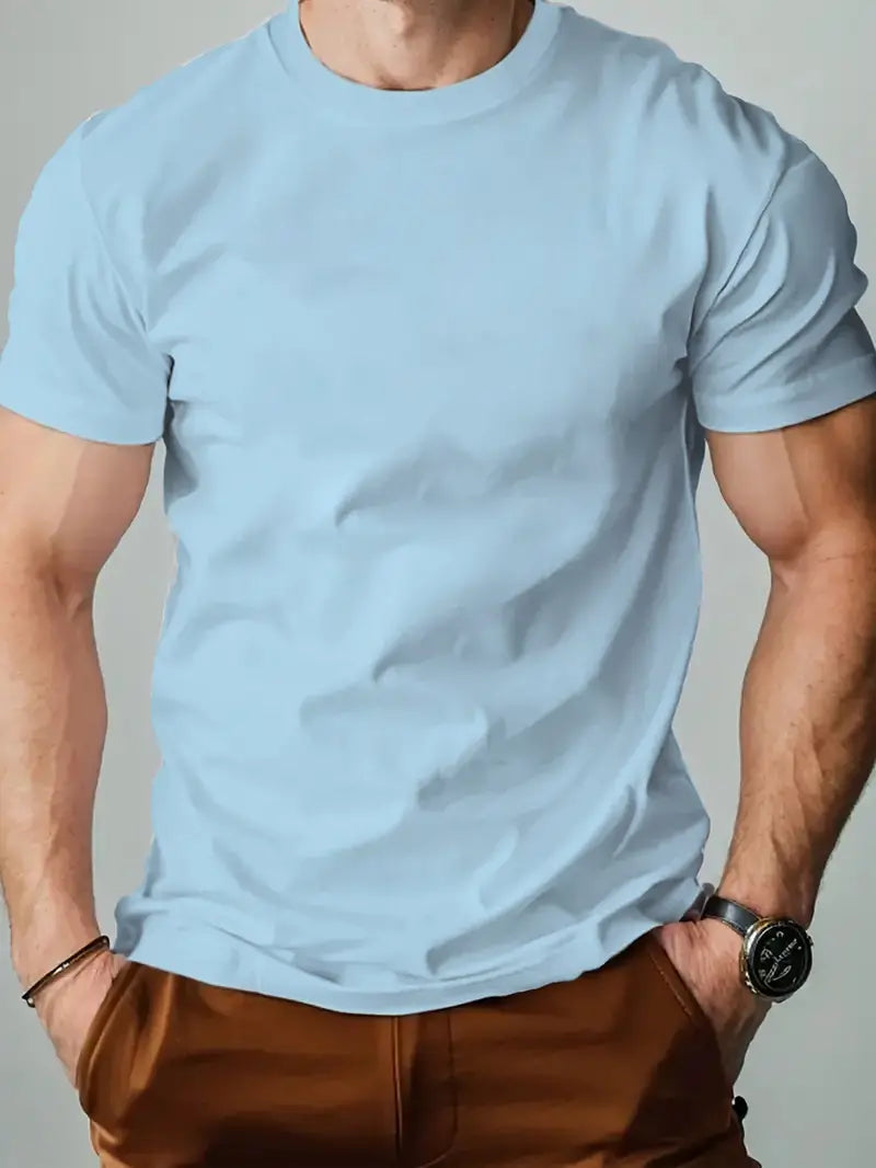 Camiseta * masculina lisa, camiseta casual de moda, camiseta de gola redonda de manga curta estilo streetwear
