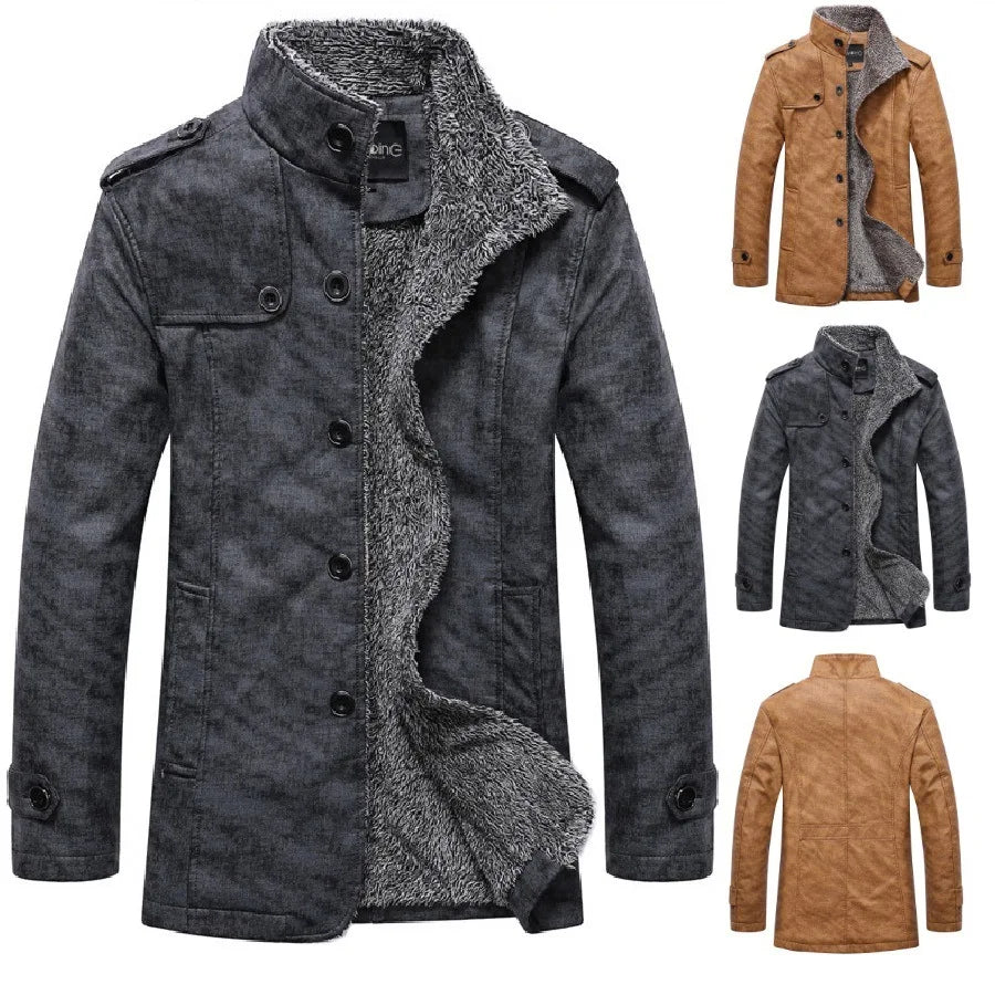 New Winter Mens Jacket and Coat Top Quality Leather Jacket Smart Casual Fur Plus Velvet Jacket Jaqueta De Couro Masculina