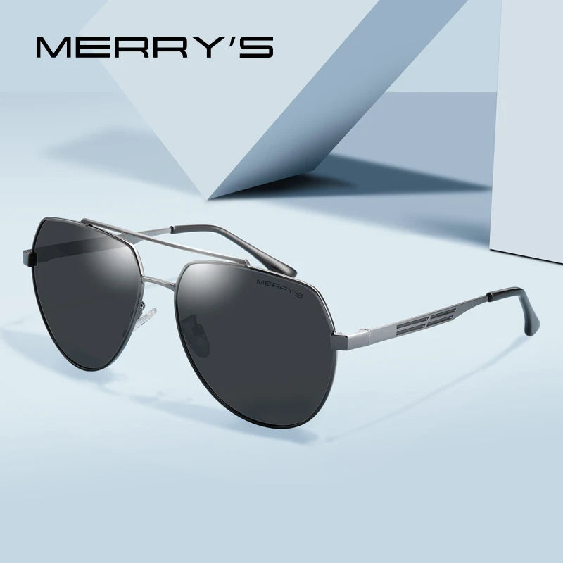 Merrys óculos de sol piloto clássico masculino, armação de aviação, hd, polarizados, para dirigir, proteção uv400, s8175