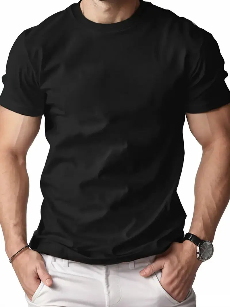 Camiseta * masculina lisa, camiseta casual de moda, camiseta de gola redonda de manga curta estilo streetwear