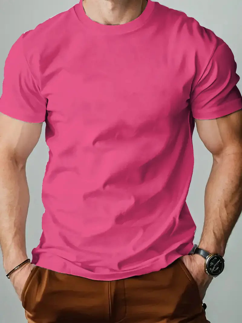 Camiseta * masculina lisa, camiseta casual de moda, camiseta de gola redonda de manga curta estilo streetwear