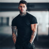 Camiseta * 2022 dos homens do ginásio camiseta de algodão de manga curta casual magro t camisa masculina de fitness musculação treino t topos roupas de verão