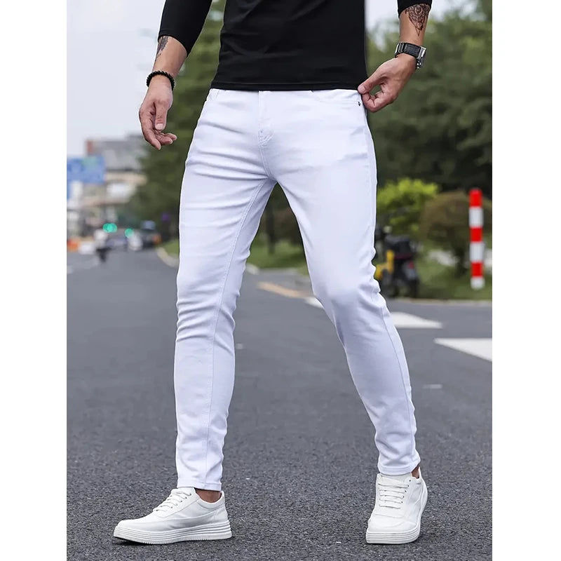 Calça * jeans slim fit masculina, streetwear hip hop.