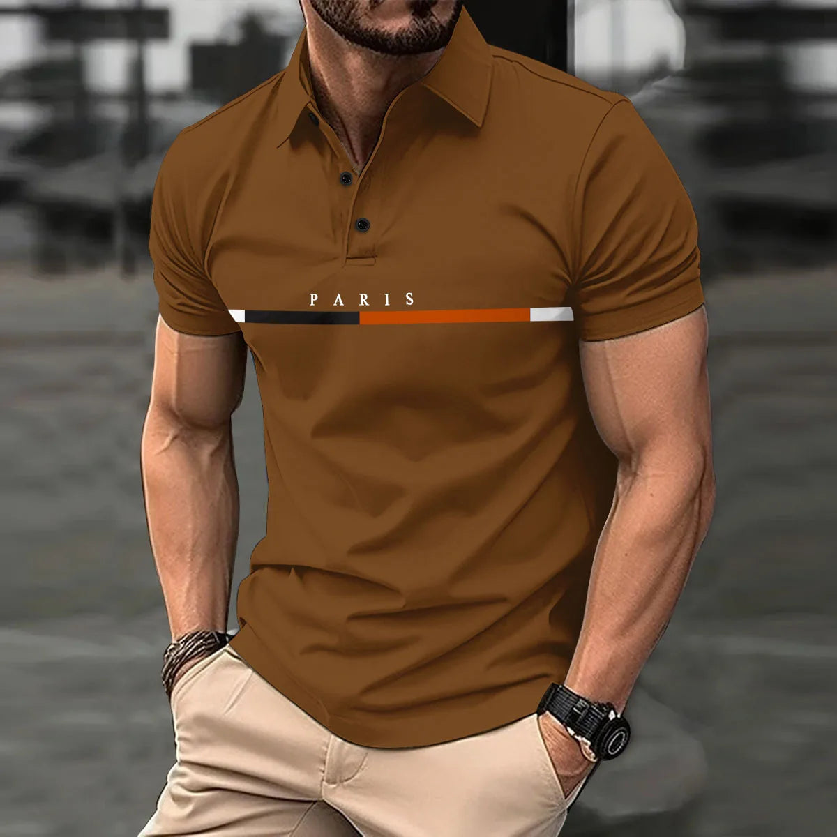 Camisa polo listrada masculina, botão de correspondência de cores francês, blusa esportiva, Amazon AliExpress, além-fronteiras, verão, 2022