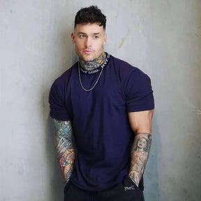 Camiseta * 2022 dos homens do ginásio camiseta de algodão de manga curta casual magro t camisa masculina de fitness musculação treino t topos roupas de verão