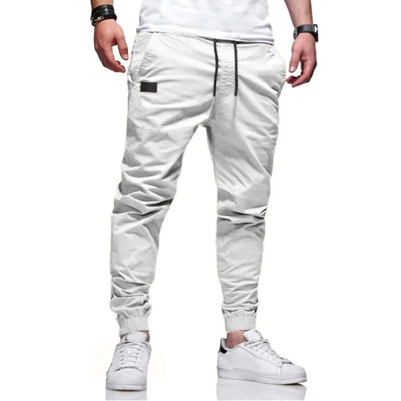 Y2K Autumn New Men Solid Color Long Cargo Pants Sweatpants Mens High Quality Casual Joggers White Sports Pants Designer Clothes