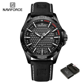 Top Brand NAVIFORCE  Men Quartz Watch Sports Shockproof Waterproof Leather Male Fashion Luxury WristWatch Casual Calendar Clock