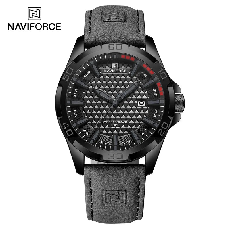 Top Brand NAVIFORCE  Men Quartz Watch Sports Shockproof Waterproof Leather Male Fashion Luxury WristWatch Casual Calendar Clock