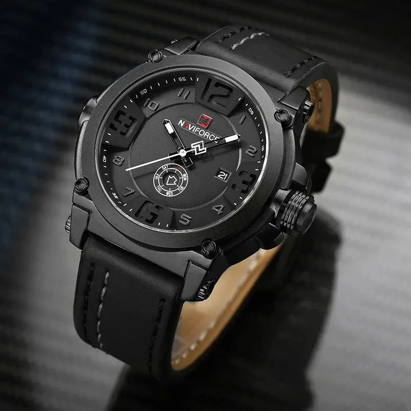 NAVIFORCE Top Luxury Brand Men Sports Military Quartz Watch Man Analog Date Clock Leather Strap Wristwatch Relogio Masculino