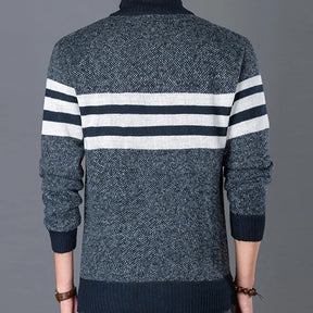 New Winter Thick Fleece Cardigan Men Sweaters Outwear Jackets Coats Fashion Striped Knitted Slim Fit Sweatercoat Clothing