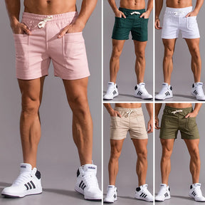 2023 Novo Verão 100% Algodão Shorts Sólidos Homens de Alta Qualidade Casual Sports GYM Cintura Elástica Homens Shorts 8 Cores Praia Shorts