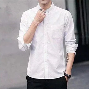 Men's Shirt And Blouse White Male Top Business Clothes With Pocket Formal Long Sleeve Fashion 2024 Comfortable Slim Fit Cotton