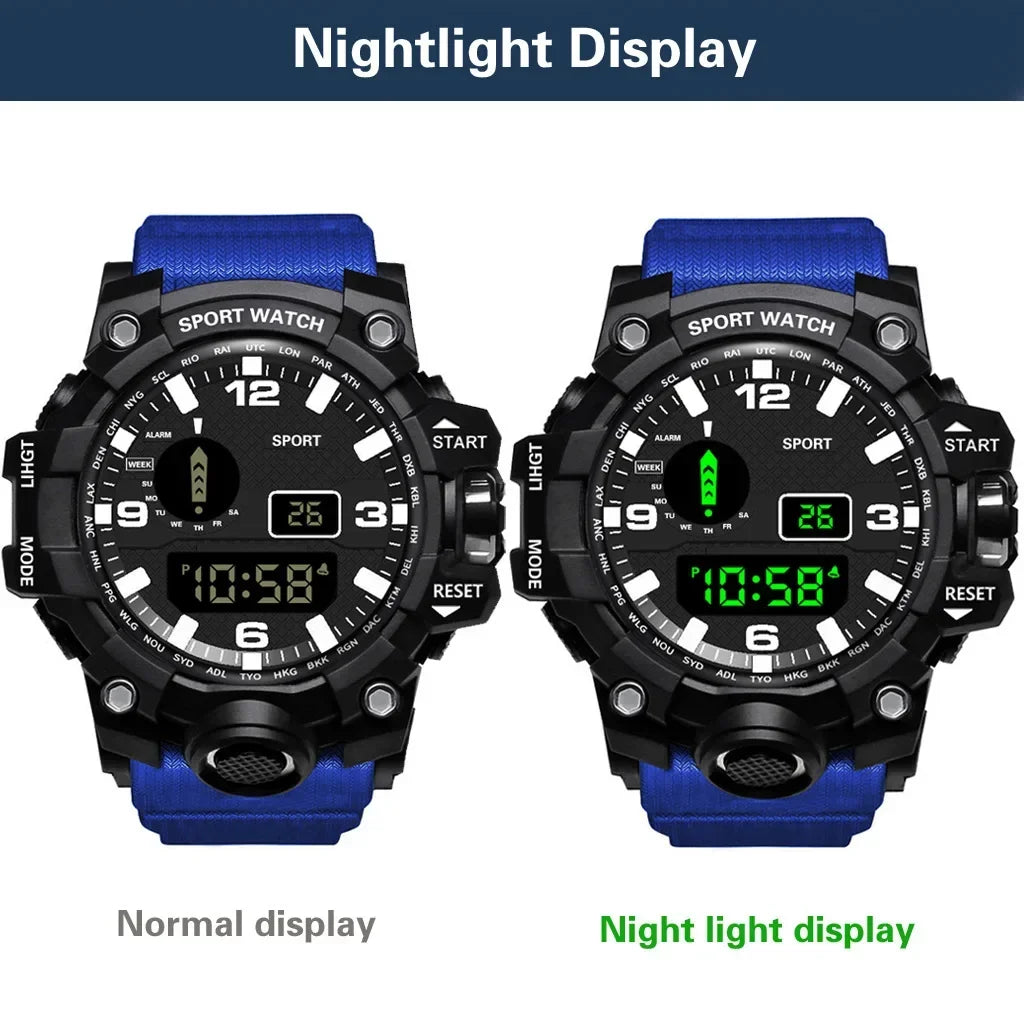 YIKAZE-LED Digital Sport Watch masculino, relógios eletrônicos, multifunções, militares, esportes, relógio, presentes para crianças, fitness