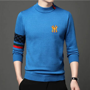 2022 Top Grade New Autum Winter Designer Fashion Brand Luxury Knit Half Turtleneck Men Warm Woolen Sweater Casual Mens Clothing