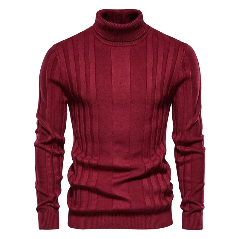 Winter Mens Turtleneck Sweater Casual Slim Fit Basic High Collar Knitted Pullover Male Elastic Warm Sweater Men Pullover