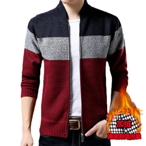 New Autumn Winter Men's Knitted Jackets Thick Soft Long Sleeve Warm Sweater Coat Stand Collar Fall Tide Casual Cardigan Male