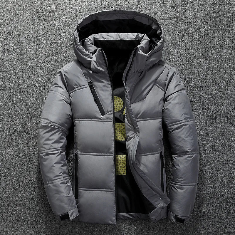 New White Duck Down Jacket Men Winter Warm Solid Color Hooded Down Coats Thick Duck Parka Male High Quality Winter Outdoor Coat