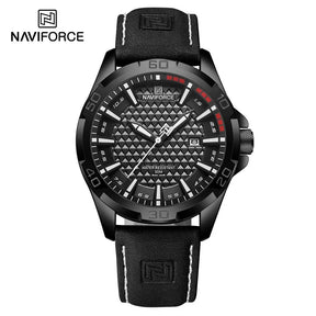 Top Brand NAVIFORCE  Men Quartz Watch Sports Shockproof Waterproof Leather Male Fashion Luxury WristWatch Casual Calendar Clock